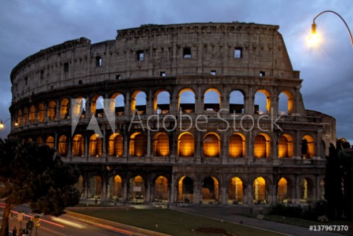 Picture of The famous Colosseum Colosseo in Rome at Dusk Italy Europe